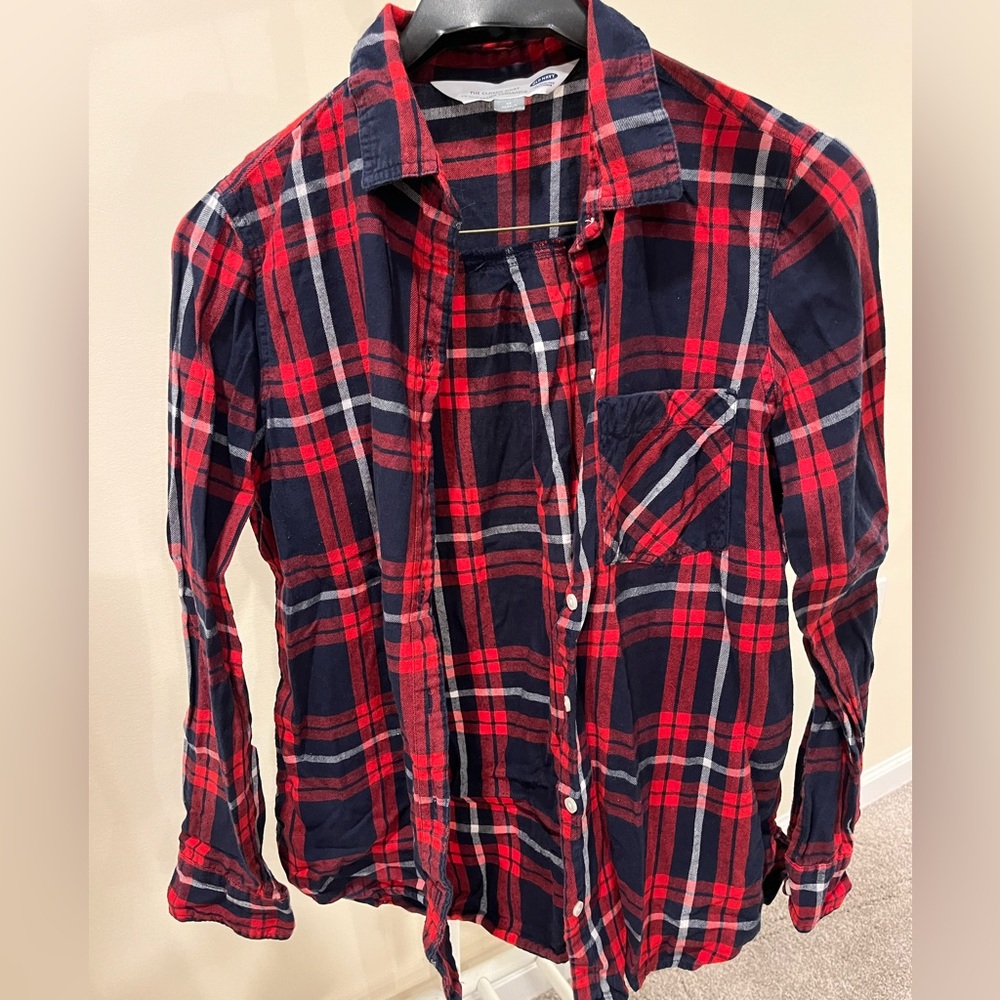 Red and blue plaid old navy button down shirt long sleeve Medium